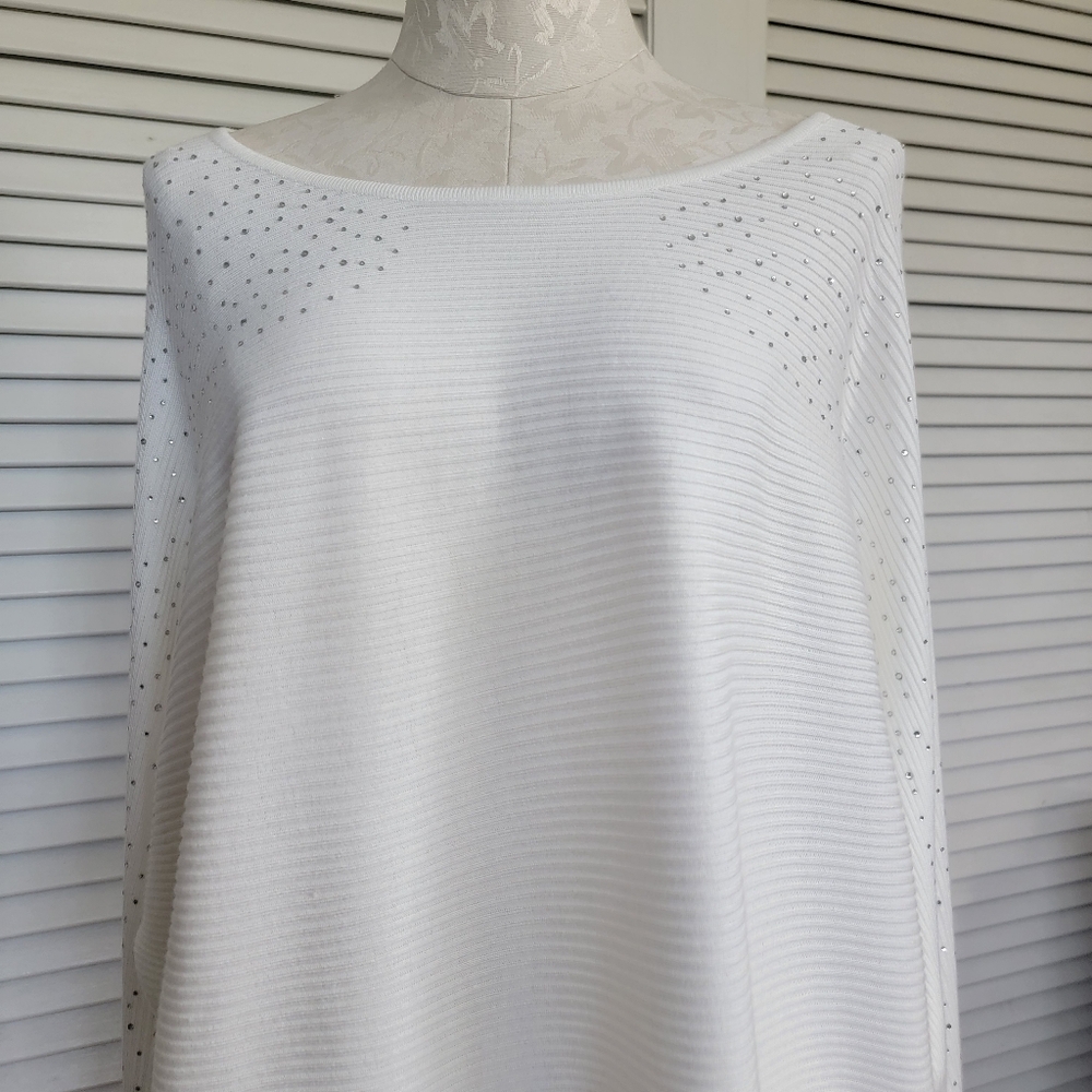 NWT Inner Circle White Ribbed Sweater with Sparkles 3X